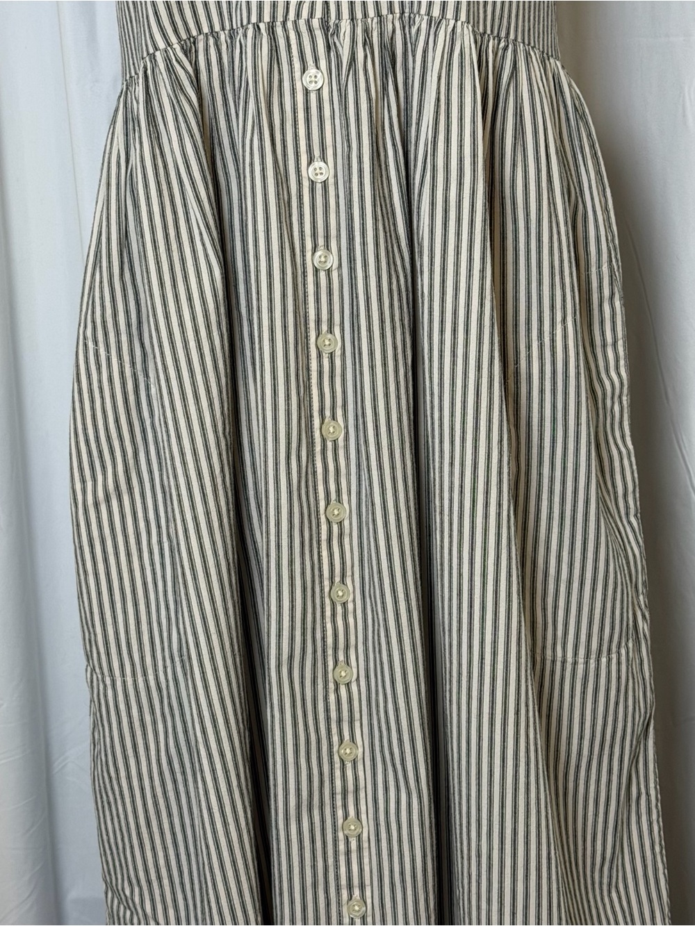 The Great Flutter Cami Dress Gray Stripe Cotton Midi Button Front Pocket 1 Small - Picture 7 of 16